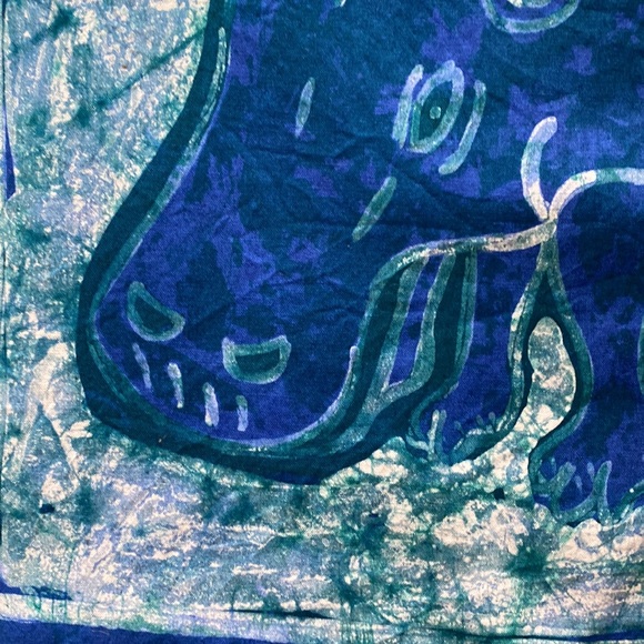 African Batik Hippo Hand Dyed Fabric Panel by Artist Theodore Asshola - Picture 6 of 8